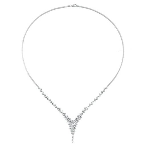 14 Ayar Beyaz Altın Taşlı Gerdanlık - 1