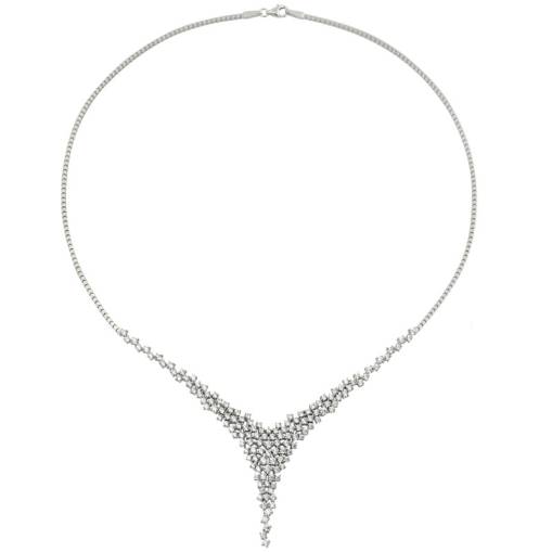 14 Ayar Beyaz Altın Taşlı Gerdanlık - 1