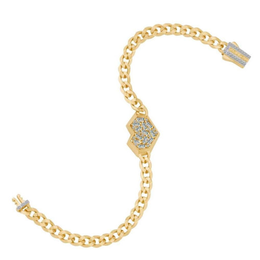 14 Ayar Çağla Ema Baget Taşlı Kalp Gurmet Bileklik - 2