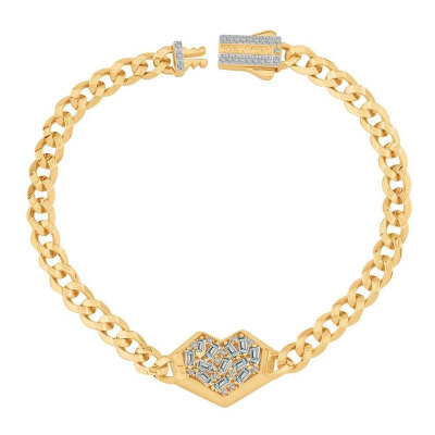 14 Ayar Çağla Ema Baget Taşlı Kalp Gurmet Bileklik