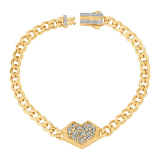 14 Ayar Çağla Ema Baget Taşlı Kalp Gurmet Bileklik - 1