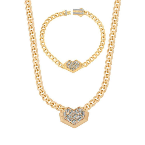 14 Ayar Çağla Ema Baget Taşlı Kalp Gurmet Bileklik - 3