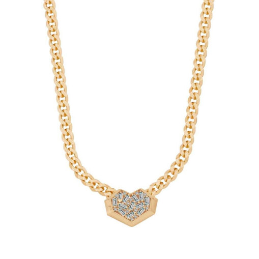 14 Ayar Çağla Ema Baget Taşlı Kalp Gurmet Kolye - 1