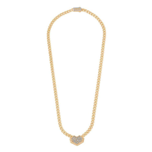 14 Ayar Çağla Ema Baget Taşlı Kalp Gurmet Kolye - 2