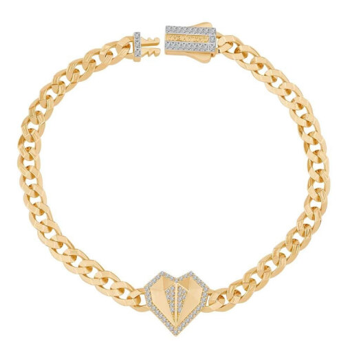 14 Ayar Çağla Ema Taşlı Kalp Gurmet Bileklik - 1