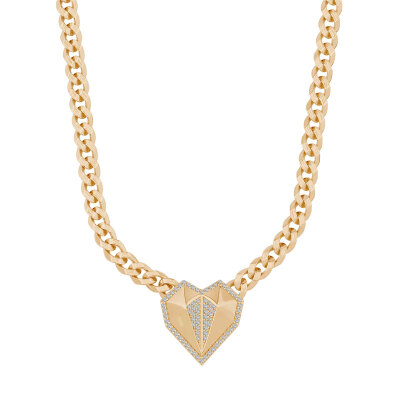 14 Ayar Çağla Ema Taşlı Kalp Gurmet Kolye