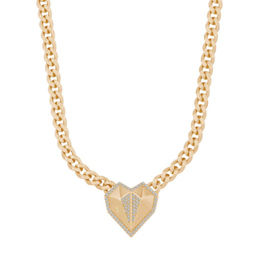 14 Ayar Çağla Ema Taşlı Kalp Gurmet Kolye - 1