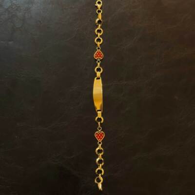 14 Ayar Çilekli Plaka Çocuk Künye Bileklik - ENGİNGOLD ZRF