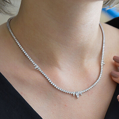 14 Ayar Damla ve Yuvarlak Swarovski Su Yolu Kolye 45 cm