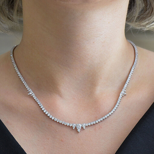 14 Ayar Damla ve Yuvarlak Swarovski Su Yolu Kolye 45 cm - 3