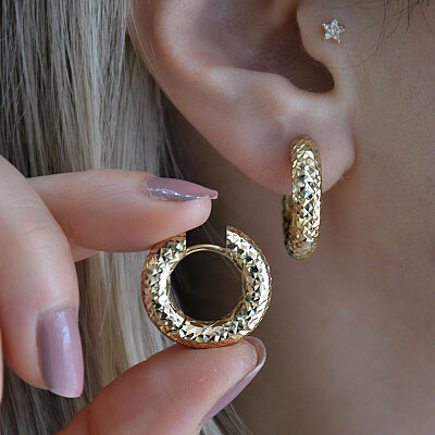 14 Ayar Kalemli Halka Küpe