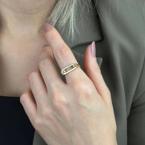 14 Ayar Minimal Ataş Yüzük - 2