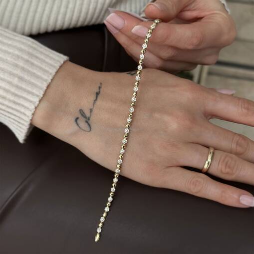 14 Ayar Point Taşlı Altın Bileklik – Minimal Zarafet - 1