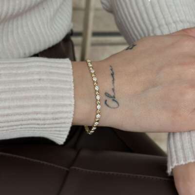 14 Ayar Point Taşlı Altın Bileklik – Minimal Zarafet - 4