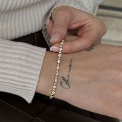 14 Ayar Point Taşlı Altın Bileklik – Minimal Zarafet - 2