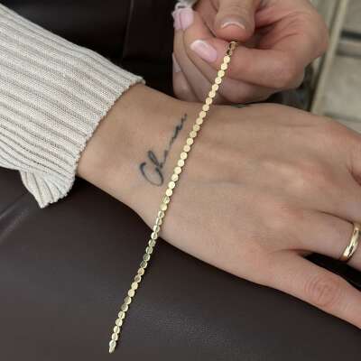 14 Ayar Pullu Bileklik Altın – Minimal ve Zarif Model - 5