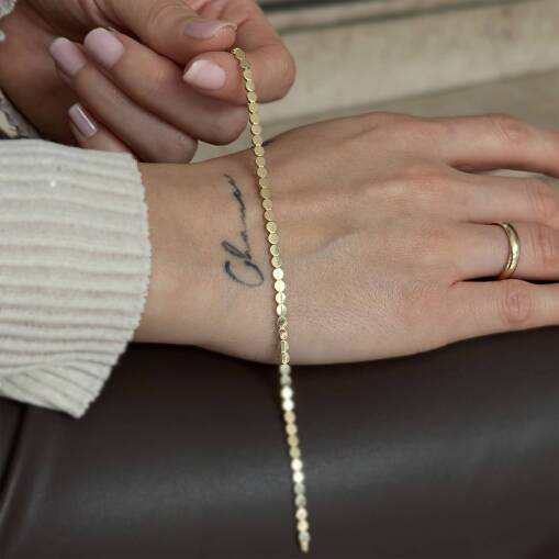 14 Ayar Pullu Bileklik Altın – Minimal ve Zarif Model - 1