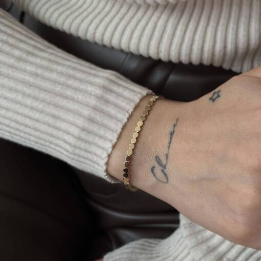 14 Ayar Pullu Bileklik Altın – Minimal ve Zarif Model - 4