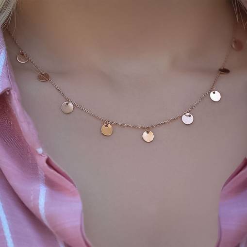14 Ayar Rose Altın Pullu Kolye - 1