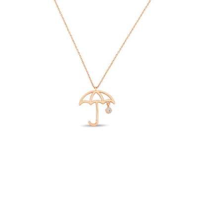 14 Ayar Rose Altın Taşlı Şemsiye Kolye - ENGİNGOLD