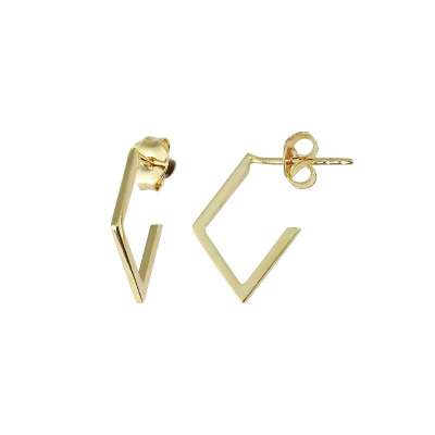 14 Ayar Sade Altın Geometrik Küpe - ENGİNGOLD