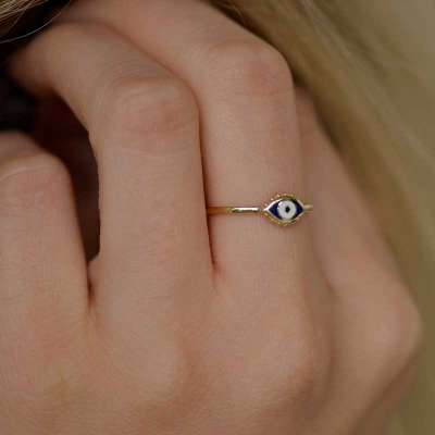14-Karat Plain Gold Eye Ring - 2