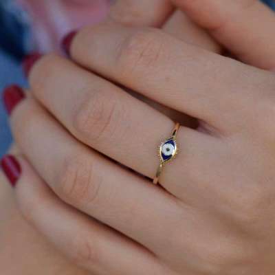 14-Karat Plain Gold Eye Ring - Thumbnail