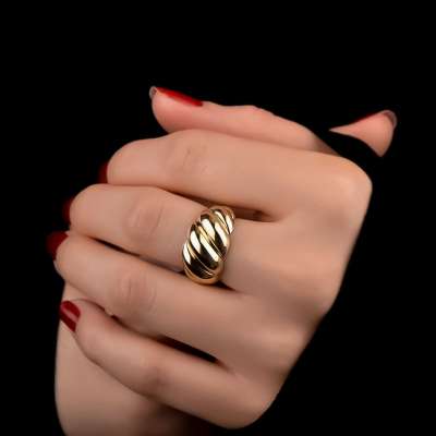 14 Ayar Sade Altın İstiridye Yüzük