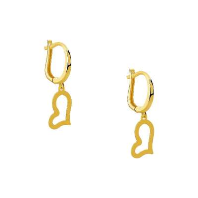 14 Ayar Sade Altın Kalp Küpe - ENGİNGOLD