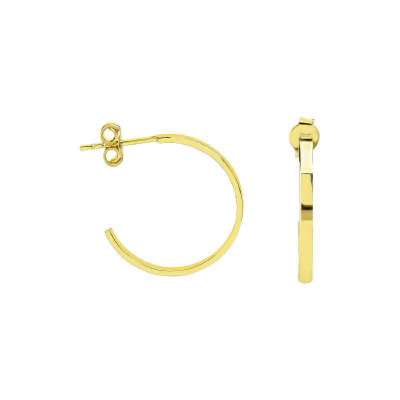 14 Ayar Sade Altın Yarım Halka Küpe - ENGİNGOLD