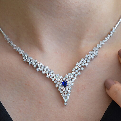14 Ayar Safir Gerdanlık 45 cm - 3