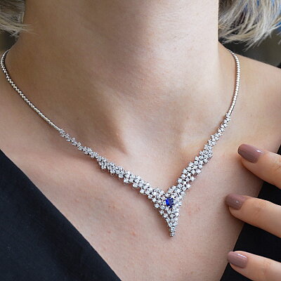 14 Ayar Safir Gerdanlık 45 cm - 2