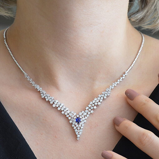 14 Ayar Safir Gerdanlık 45 cm - 1