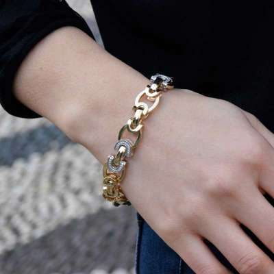 14 Ayar Sarı Altın Taşlı Hallow Bileklik - ENGİNGOLD CETAŞ