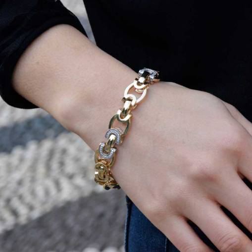 14 Ayar Sarı Altın Taşlı Hallow Bileklik - 1