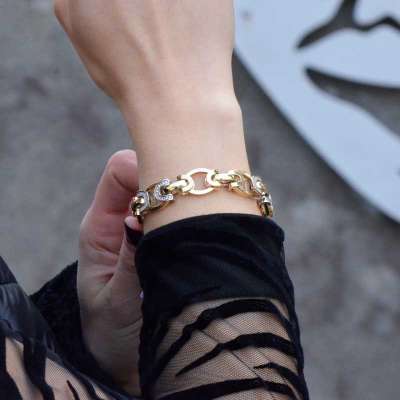 14 Ayar Sarı Altın Taşlı Hallow Bileklik - 3