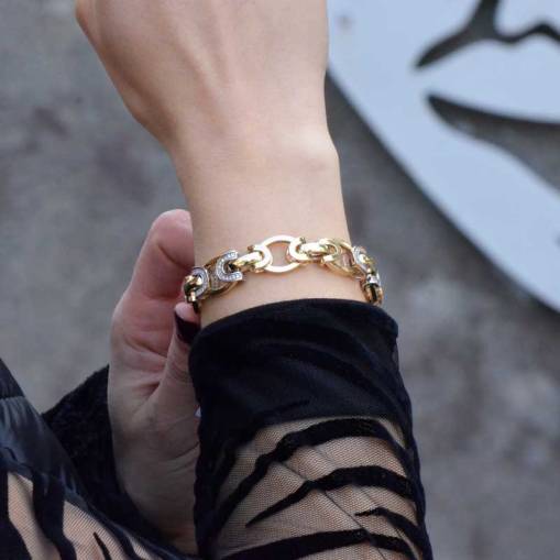 14 Ayar Sarı Altın Taşlı Hallow Bileklik - 3