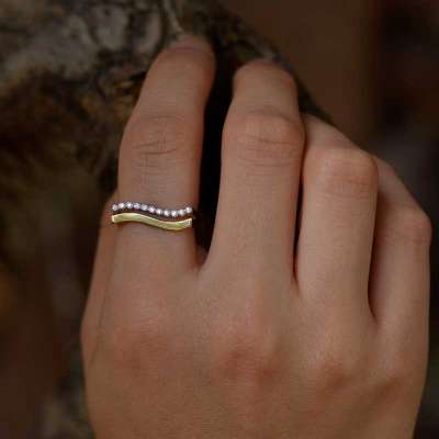 14 Ayar Sarı Altın Taşlı Yüzük