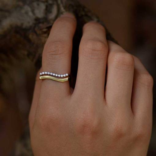 14 Ayar Sarı Altın Taşlı Yüzük - 1