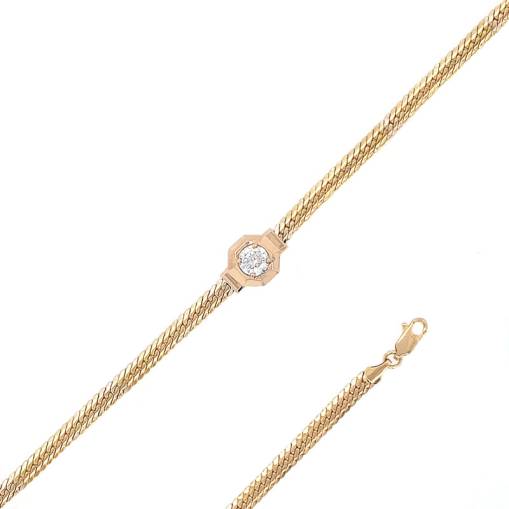 14 Ayar Sarı Altın Tektaş Bileklik - 2