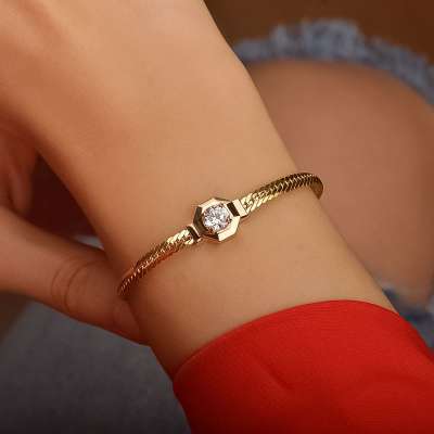 14 Ayar Sarı Altın Tektaş Bileklik