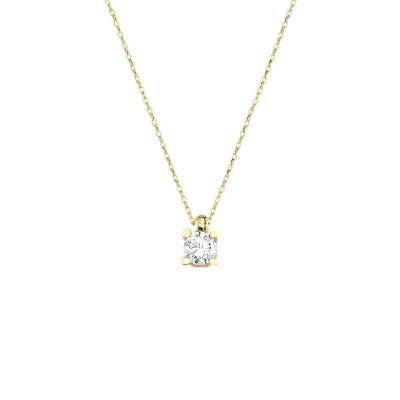 14 Ayar Sarı Altın Tektaş Kolye - ENGİNGOLD