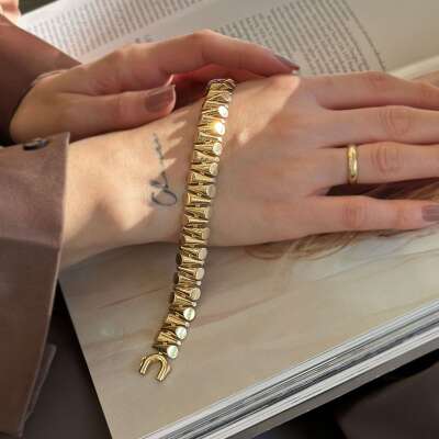 14 Ayar Silindir Tasarım Şık Altın Bileklik - ENGİNGOLD JVL