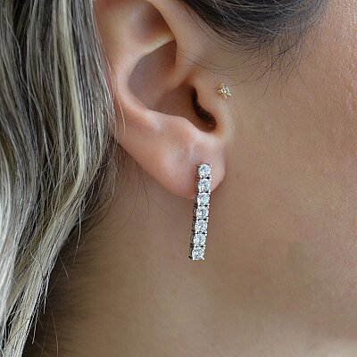14 Ayar Su Yolu Swarovski Küpe - 2