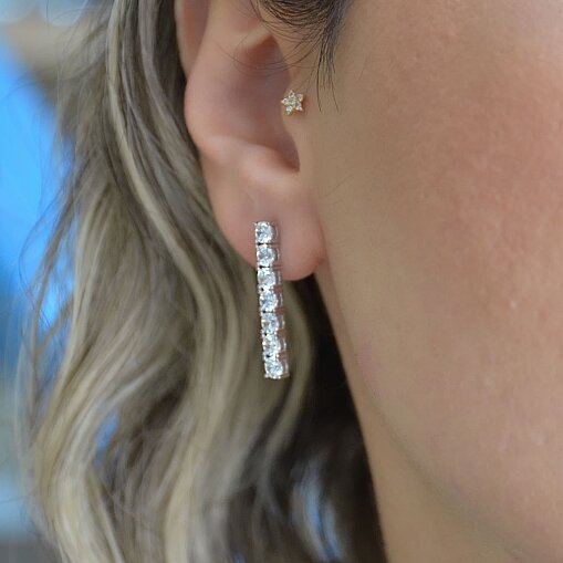 14 Ayar Su Yolu Swarovski Küpe - 3