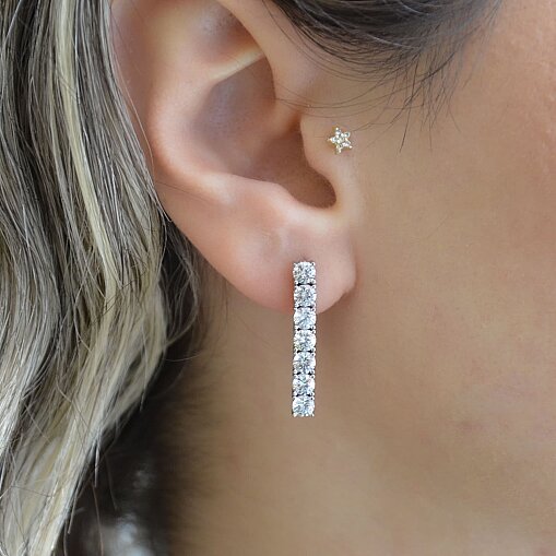 14 Ayar Su Yolu Swarovski Küpe - 4