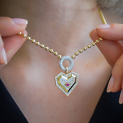 14 Ayar Swarovski Damla Kalp Kolye - 3