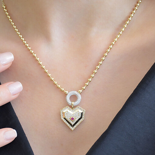 14 Ayar Swarovski Damla Kalp Kolye - 4