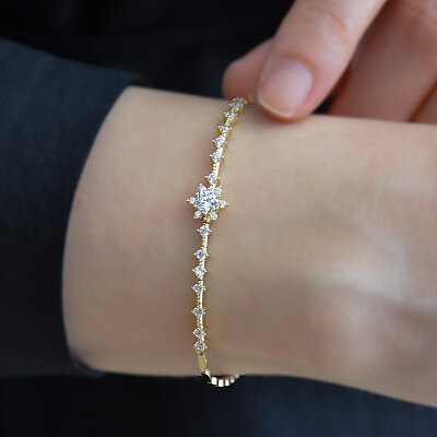 14 Ayar Swarovski Lotus Çiçeği Bileklik - 5