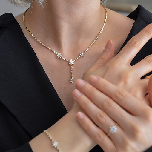 14 Ayar Swarovski Lotus Kolye - 5